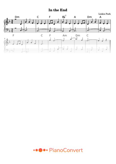 In the End - Easy Piano Sheet Music in PDF - La Touche Musicale