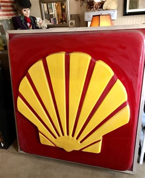 VINTAGE SHELL GAS/OIL/ SERVICE STATION LIGHT UP DEALERSHIP SIGN ANTIQUE RARE 5x5 | eBay