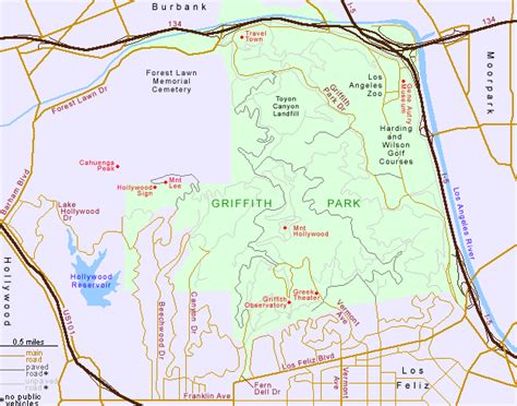 Griffith Park Hiking Trails Map - ToursMaps.com