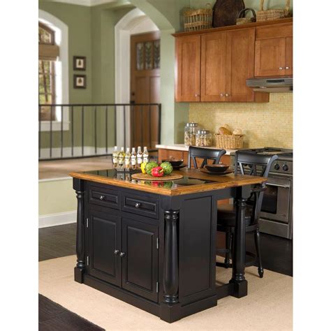 Home Styles Monarch Black Kitchen Island With Seating-5009-948 - The Home Depot