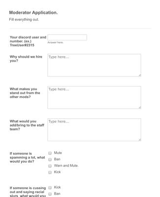 Discord Mod Application Form Template | JotForm
