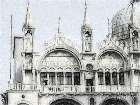 Charcoal Drawing The Histrical Architecture in Venice, Italy Drawing by Eiko Tsuchiya - Pixels