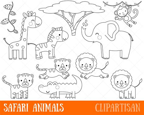 Zoo Animals Clipart Black And White