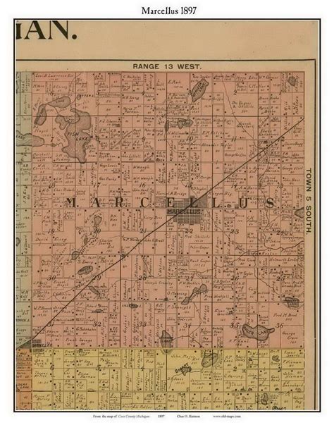 Marcellus, Michigan 1897 Old Town Map Custom Print - Cass Co. - OLD MAPS