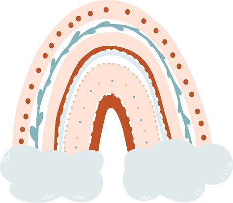 Beautiful rainbow in clouds. Vector illustration. Scandinavian style ...