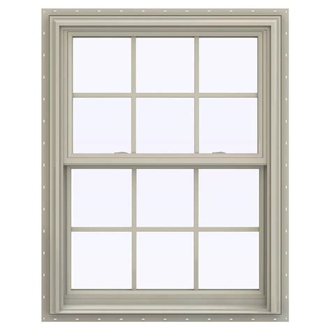 JELD-WEN 31.5 in. x 40.5 in. V-2500 Series Double Hung Vinyl Window with Grids - Tan ...