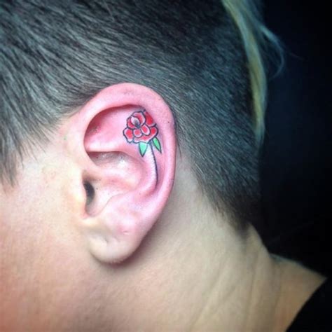 Flower Tattoo Inside Ear | Best Tattoo Ideas Gallery