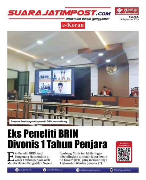 Eks Peneliti BRIN Dihukum Ringan, Ini Alasan Hakim - Suara Jatim Post