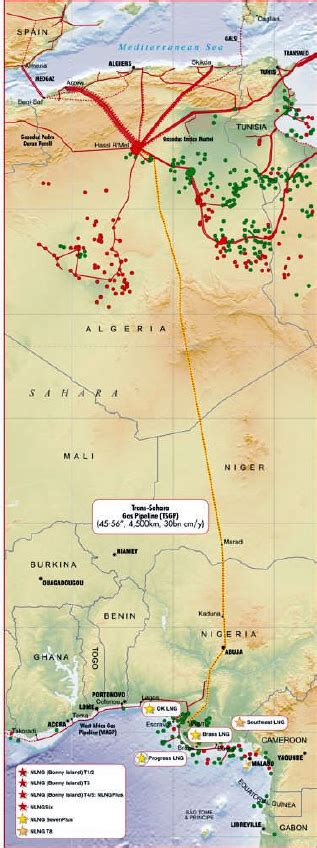 Trans-Sahara Gas Pipeline route (Source: Petroleum Economist ...