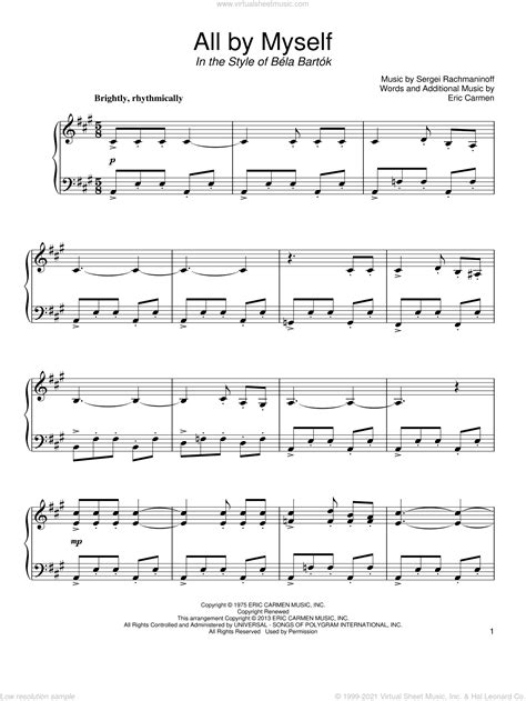 Carmen - All By Myself sheet music for piano solo [PDF]