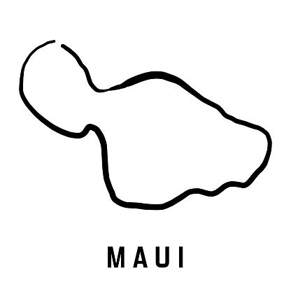 Maui Island Simple Outline Vector Map Stock Illustration - Download ...