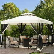 10x10 Outdoor Patio Gazebo with Mosquito Netting, Curtains, and Privacy ...