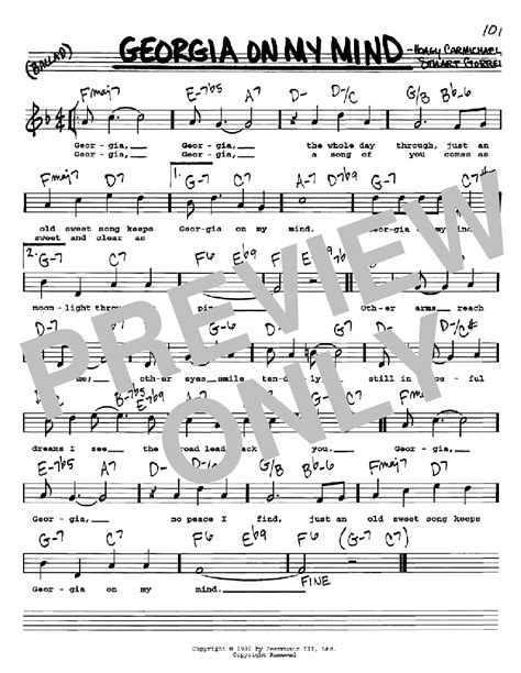 Georgia On My Mind sheet music by Ray Charles (Real Book - Melody, Lyrics & Chords - C ...