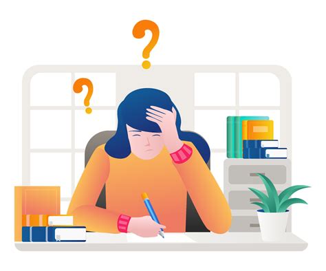 Stressed girl doing work assignments 9160130 Vector Art at Vecteezy