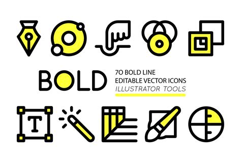 BOLD Adobe Illustrator tool icons | Outline Icons ~ Creative Market