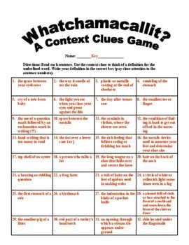 Whatchamacallit? A Context Clues Board Game | Context clues, Clue board ...