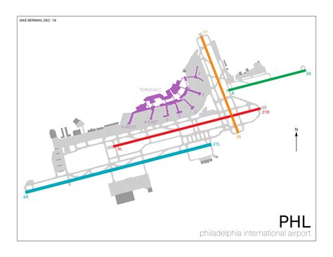 PHL Philadelphia International Airport Map Print Poster With Original Art - Etsy