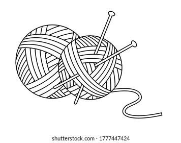 Cartoon Wool Ball Line Art Stock Vector (Royalty Free) 237441787 | Shutterstock