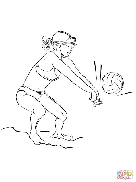 Playing Beach Volleyball Coloring Online | Super Coloring