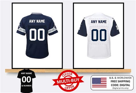 Personalised Dallas Cowboys American Football Jersey Print Wall Art ...