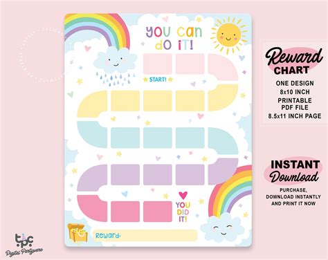 Printable Rainbow Reward Chart Sunshine Behavior Chart - Etsy