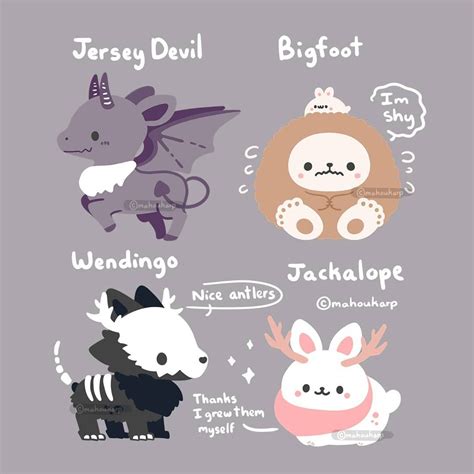 Norin N. on Instagram: “Some cryptids” | Cute animal drawings kawaii ...