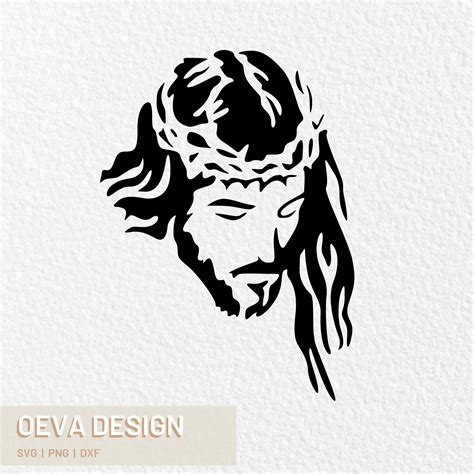 Jesus Face Silhouette Crucifixion SVG PNG Cut File Cricut Religious Icon Faith Christian Symbol ...