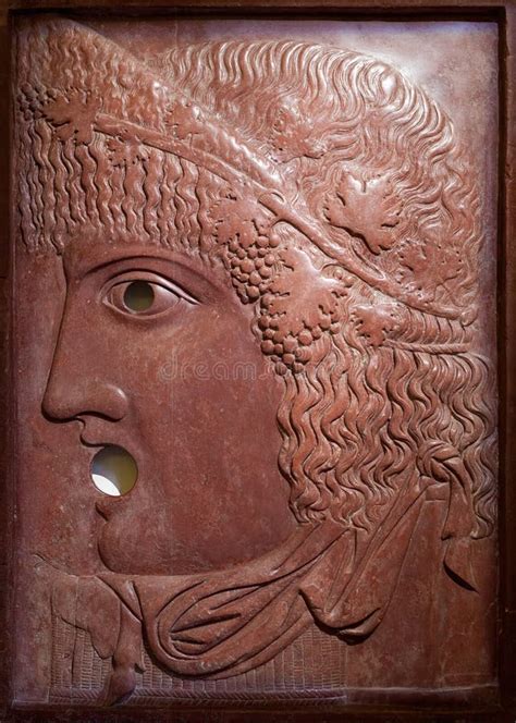 Mask of Dionysus or a Maenad Decorating a Fountain. Red Marble Rosso Antico Editorial Stock ...