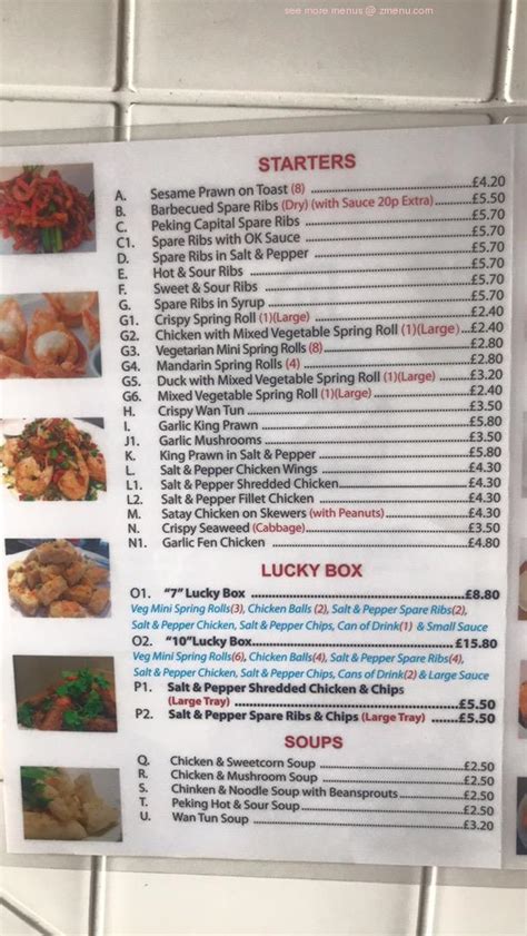 Menu at lucky dragon fast food, Bridlington