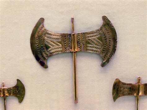 An ornamented golden Minoan labrys. Labrys is the term for a symmetrical doubleheaded axe ...