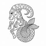 Adult Coloring Pages Astrology Capricorn sketch template