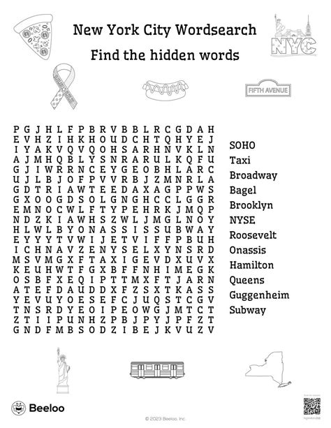 New York City Wordsearch • Beeloo Printable Crafts and Activities for Kids