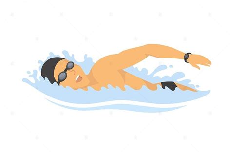 Swimming man - cartoon character vector illustration EPS | Character ...