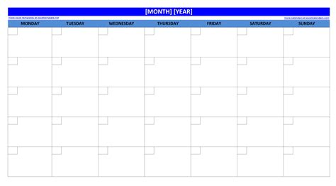 printable blank monthly calendar excel templates - free monthly calendar template for excel ...