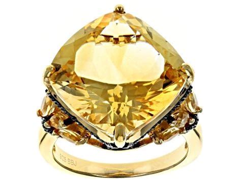 Yellow citrine 18k yellow gold over silver ring 8.40ctw - AMD210 ...