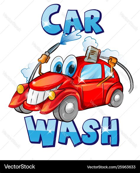 Sign car wash character cartoon Royalty Free Vector Image