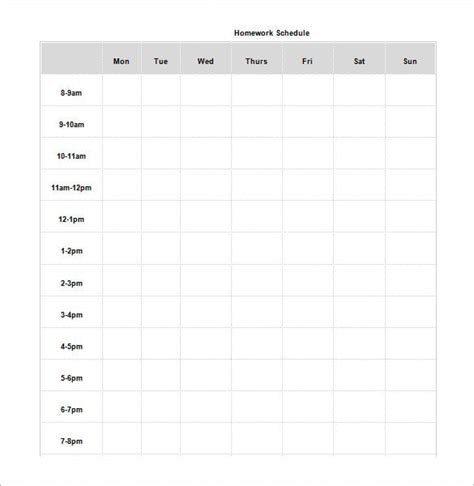 Homework Schedule Templates – 13+ Free Word, Excel, PDF Format Download! | Free & Premium Templates