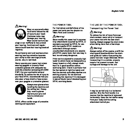 STIHL MS 290 310 390 Chainsaw Owners Manual