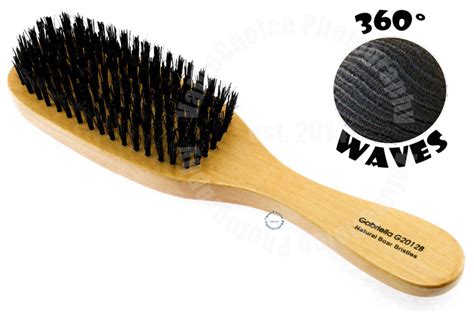 WAVE HAIR BRUSH WOOD HANDLE REINFORCED HARD BRISTLE MEN PROFESSIONAL ...