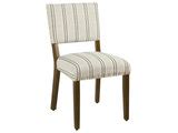 Wooden Dining Chair With Striped Pattern Fabric Cushioned Seat Black ...