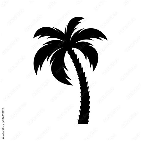 Vecteur Stock Black vector single palm tree icon | Adobe Stock