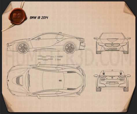 BMW i8 2014 Blueprint - Hum3D