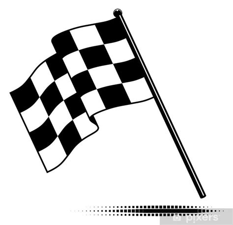 Poster Vector checkered flag waving below the pole. No gradients ...