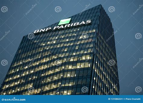 BNP Paribas Headquarters Office Building at Night in Milan, Italy Editorial Photo - Image of ...