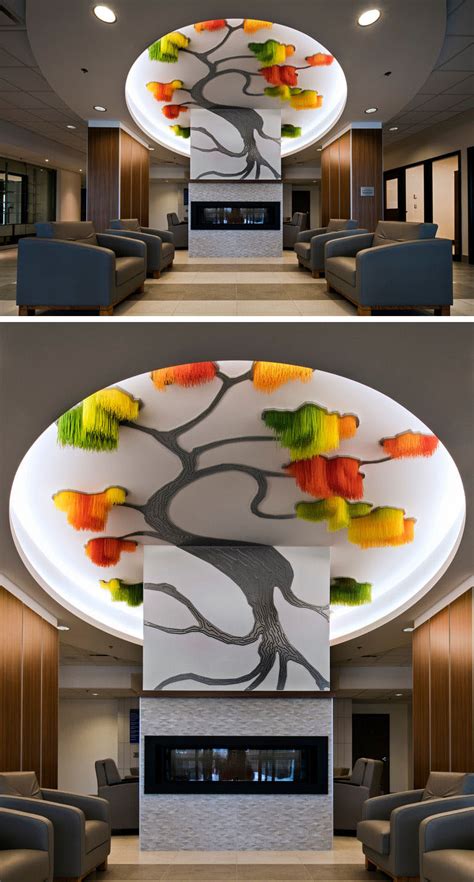 This Tree-Shaped Art Installation Adds Color And Texture To The Ceiling