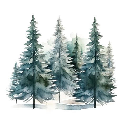 Watercolor Winter Snow Pine Trees 10 High-quality Jpgs Clipart , Digital Planners, Paper Crafts ...