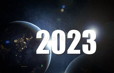 2023 Against the Backdrop of the Planet Earth Flying in Space. Stock Image - Image of light ...