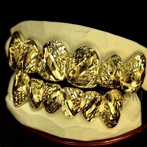 Custom Gold Grillz 10k Gold Teeth Diamond Cut Yellow Gold | Etsy