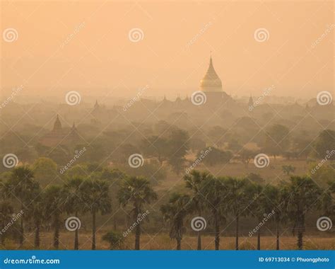 Ancient Temples at Sunrise in Bagan, Myanmar Stock Photo - Image of ...