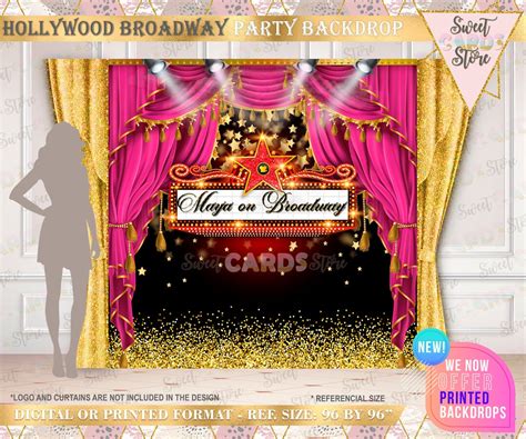 Hollywood Glam Printable Party Backdrop, Hollywood Party Backdrop Pink ...